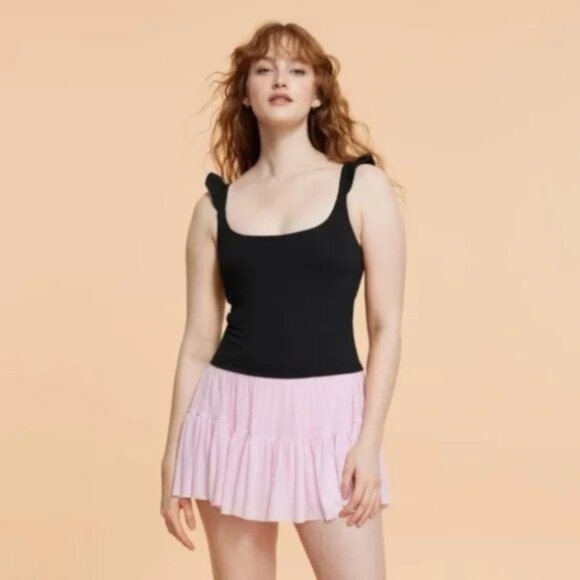 Blogilates Tops - NWT Blogilates Women's Size XS Black Ruffle Tank Top Cropped Athleisure Shirt